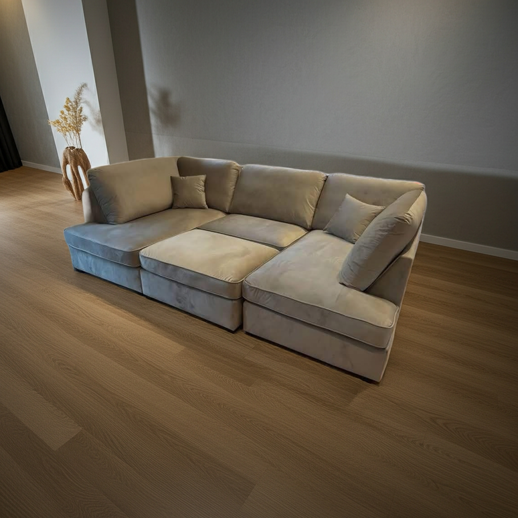 CloudComfort Beige Modular Corner Sofa – Ultra Soft, Deep-Seated Relaxation