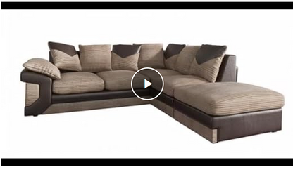 LARGE-DINO-CORNER-SOFA-GREY-BLACK-LEFT-HAND-SIDE-FOAM. Fire resistant as per British Standards, foam filled seats for comfort.