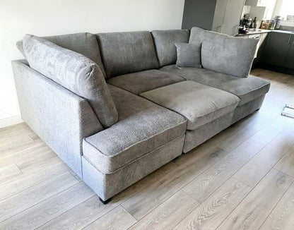 CloudComfort Modular Corner Sofa – Ultra Soft Grey Velvet with Deep Cushions