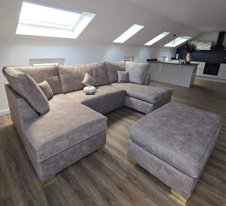 CloudComfort Modular Corner Sofa – Ultra Soft Grey Velvet with Deep Cushions