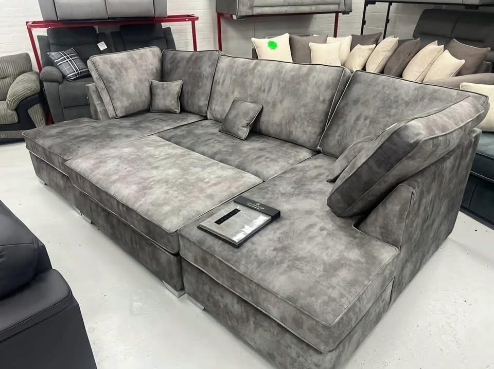 CloudComfort Modular Corner Sofa – Ultra Soft Grey Velvet with Deep Cushions