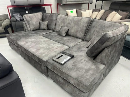 CloudComfort Modular Corner Sofa – Ultra Soft Grey Velvet with Deep Cushions