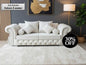 Falcon 3-Seater – White Luxury Chesterfield Sofa with Diamond Button Detailing