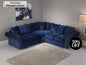 Olympia Corner Sofa – Royal Blue Velvet Luxury with Deep Button Cushioning