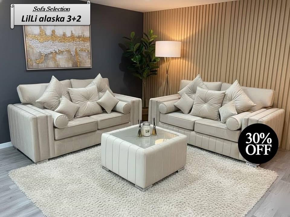 Lili Alaska 3+2 Luxury Beige Sofa Set – Premium Comfort & Modern Elegance