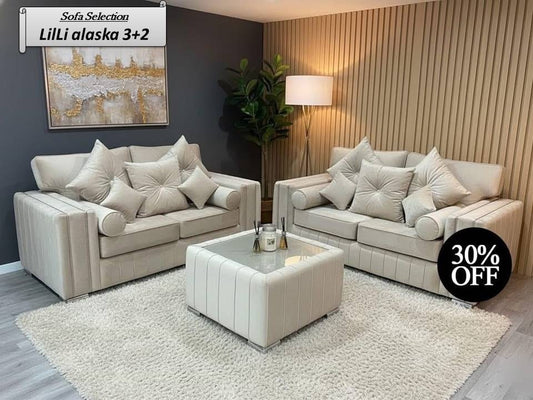 Lili Alaska 3+2 Luxury Beige Sofa Set – Premium Comfort & Modern Elegance