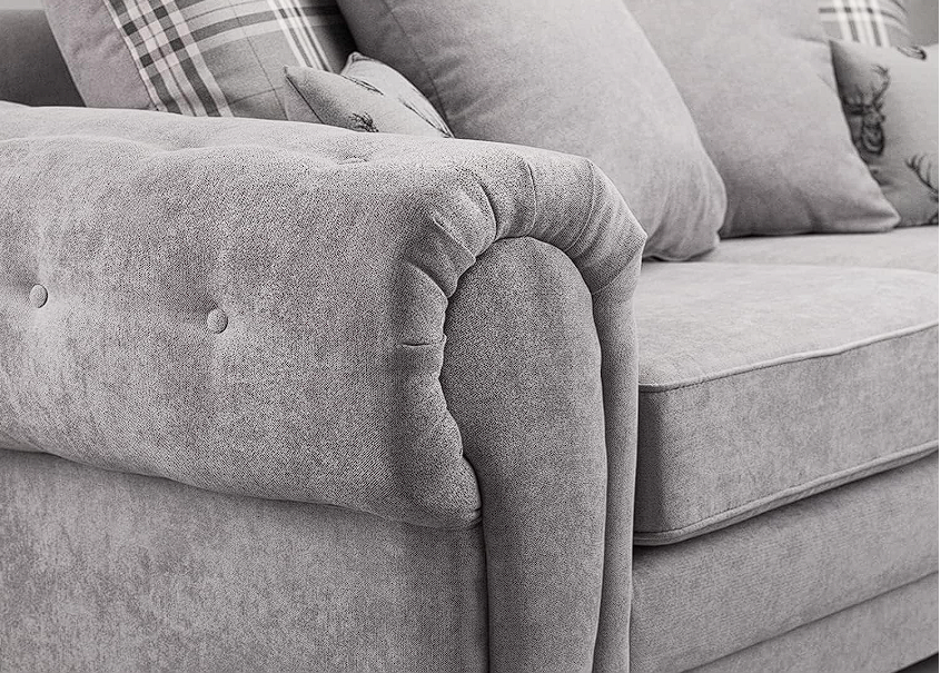 Verona Grey Corner Sofa - Soft Fabric Scatter back Cushions-Sofa For Sale-2C2 Large Couch