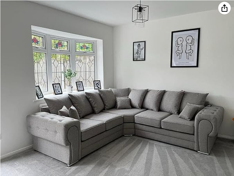 Venice Chesterfield Corner Sofa | 240cm x240cm | *Scatterback* | Silver Lisbon Fabric