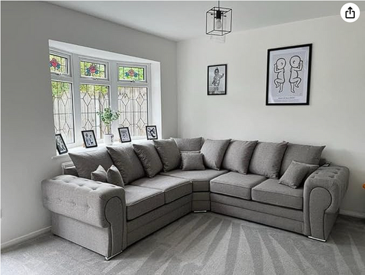 Venice Chesterfield Corner Sofa | 240cm x240cm | *Scatterback* | Silver Lisbon Fabric