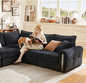 Vesgantti Corner Sofa in Black, 5 Seater Modular Couch for Living Room, Deep Seat 2C2 Corner